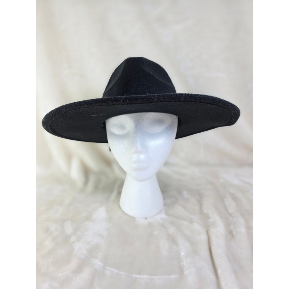 Black Felt Wide Brim Fedora Hat Womens Mens Unise Style‎